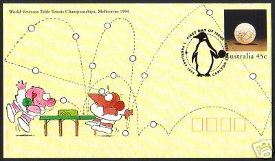 Table tennis postmark collection. 1986 - 1994