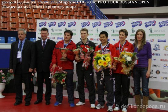 пьедестал мужского парного турнира серии ITTF pro tour